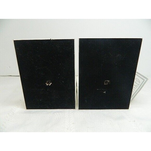 Silver Tone Bull Dog Book Ends White Wood 5.5"H X 3.5"W X 5"D NWT w/paint chips - Picture 5 of 9